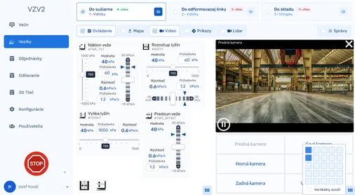Riadiaca aplikácia betonárky – zobrazenie autonómneho vozíka